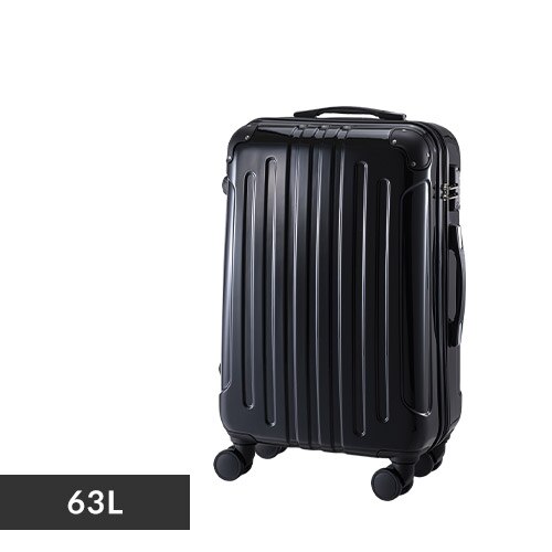 スーツケース Mサイズ 63L ダブルキャスター KD-SCK ツヤタイプ ブラック