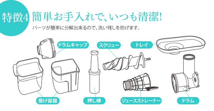 特徴4・簡単お手入れで、いつも清潔!!