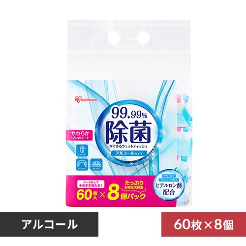 �y480���z���ۂ��ł��� �E�F�b�g�e�B�b�V�� �A���R�[���^�C�v 60�����~8�p�b�N WTS-60A8P 