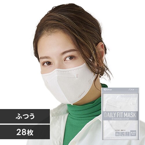 �y28���z DAILY FIT MASK �J���[�}�X�N �ӂ��T�C�Y 7���~4 �z���C�g 