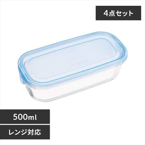 Iwaki NEW�p�b�N&�����W 500ml�i4�Z�b�g�j �A�N�A�u���[ KBT2346BLN 