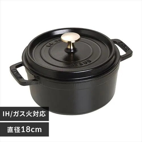 �y�󂠂�z�� �X�g�E�u IH/�K�X�� 18cm 1.7L �s�R�E�R�R�b�g ���E���h �u���b�N