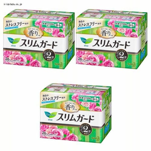 花王 3個セット ロリエ スリムガード ローズ 多い昼〜ふつうの日 羽26コ入