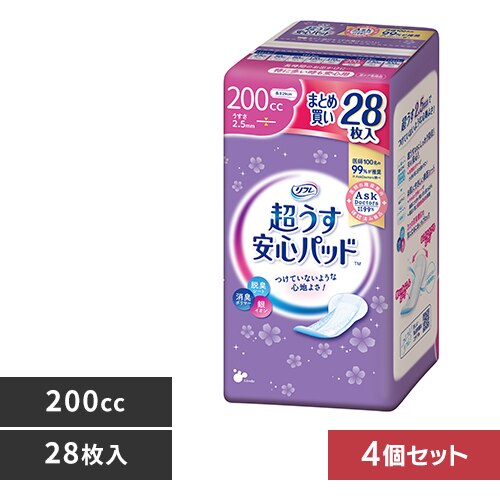 リフレ 【4個セット】超うす安心パッド 200ccまとめ買いパック28枚
