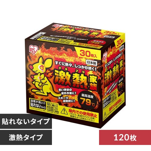 【120枚】 カイロ 貼れない 激熱家族 レギュラーサイズ