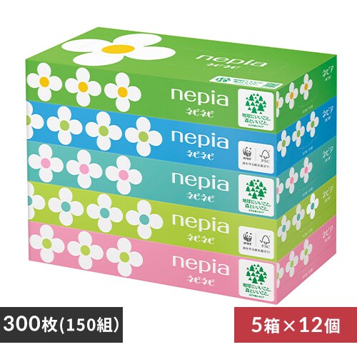 【60箱セット】ネピネピティッシュ 150組 5箱パック×12個セット 541386 王子ネピア※【予約】4月下旬ごろ発送予定