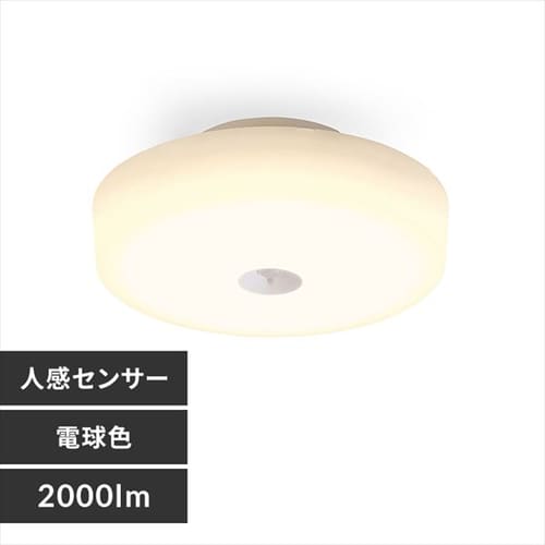シーリングライト LED 小型 2000lm 人感センサー付 電球色 玄関 廊下 キッチン 洗面所 クローゼット 照明 MCL20L-SK