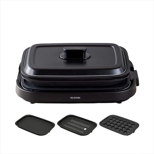 ホットプレート 網焼き風 3枚 IHA-A30-B (焼肉/平面/たこ焼き 24穴)