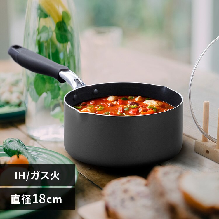 鍋 片手鍋 18cm IH/ガス ダイヤモンドコート DIS-P18 ブラック