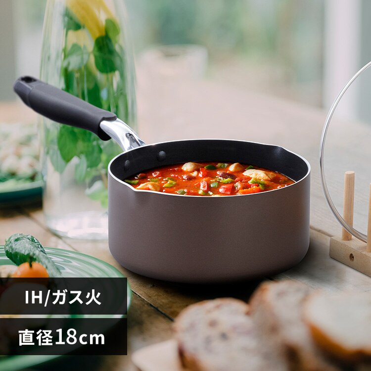 鍋 片手鍋 18cm IH/ガス ダイヤモンドコート DIS-P18 ブラウン