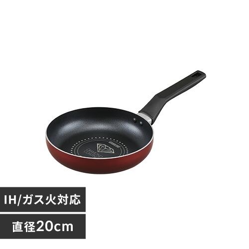 フライパン 20cm IH/ガス火対応 ダイヤモンドコートパン VDI-F20 ワインレッド