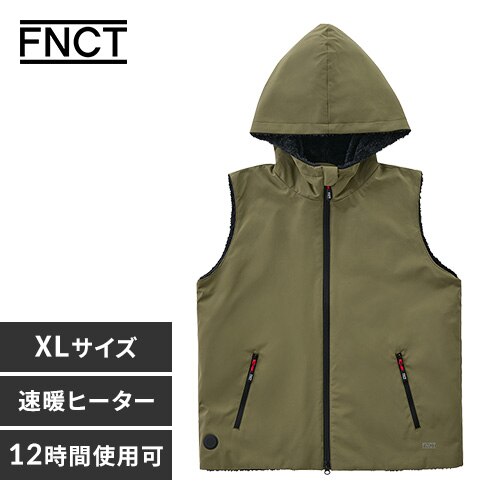 撥水防風フーディーボアヒートベスト FC21615-K/GXL カーキ/グレー XLサイズ