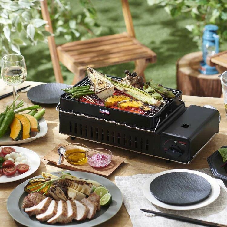 カセットガス炉ばた焼器 炙りや2 シルバー＆ブラック CB-ABR-2 