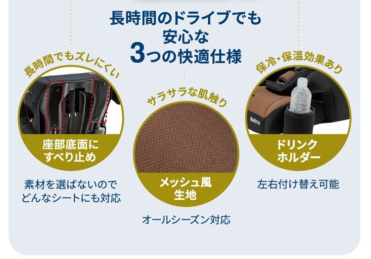 チャイルドジュニアシートNebio1歳～11歳洗える取付簡単軽量3WAYポップピットF中塚小児車工業所 