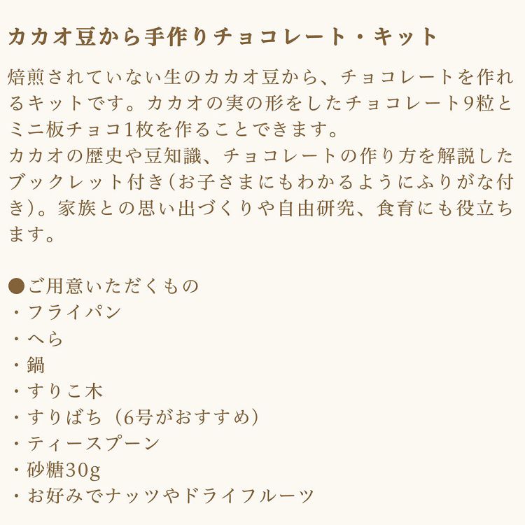 カカオ豆から手作りチョコレートキット