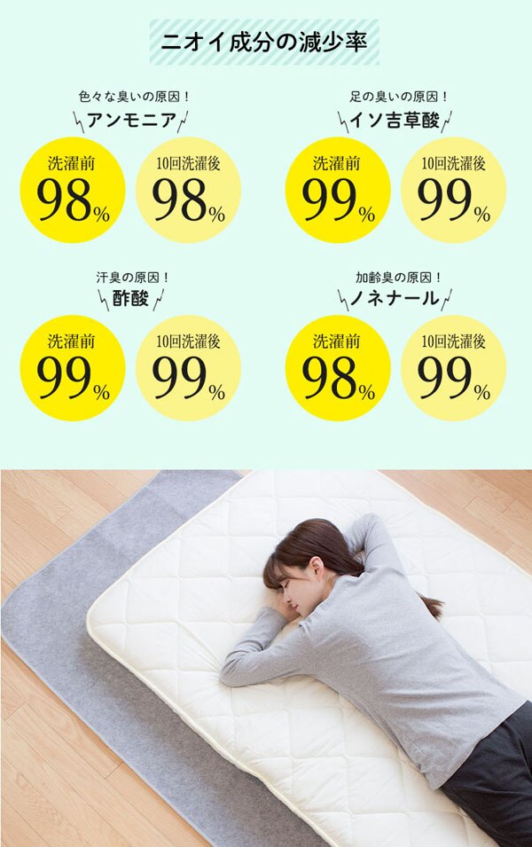 備長炭入り 洗える除湿シート シングル グレー