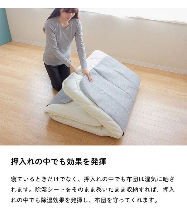 備長炭入り 洗える除湿シート ダブル グレー