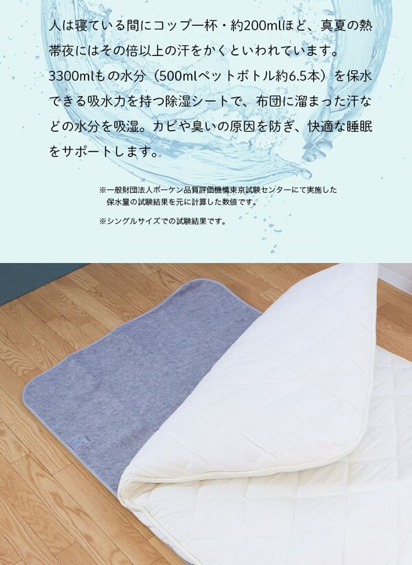 備長炭入り 洗える除湿シート ダブル グレー