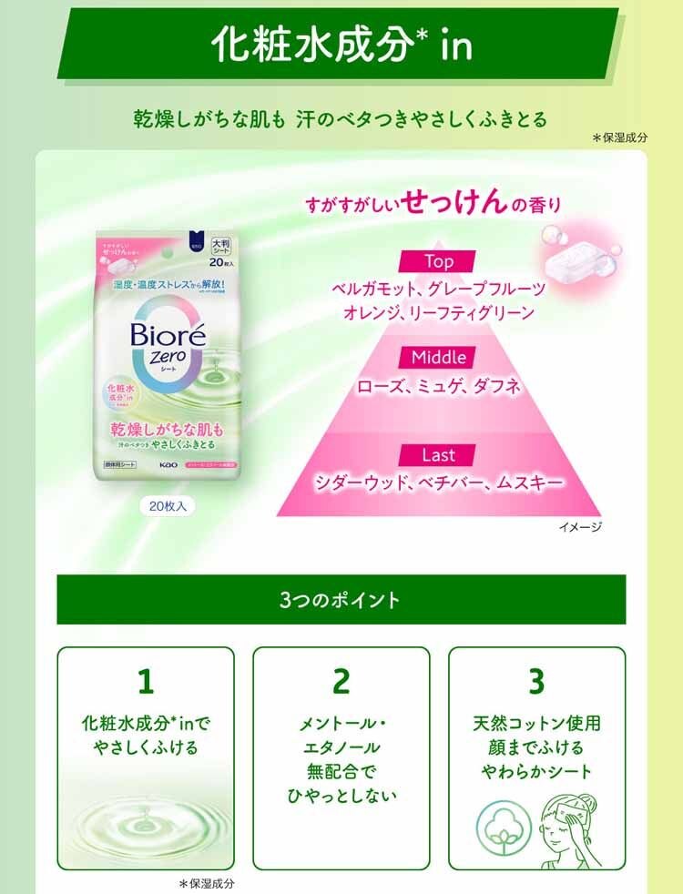 KAO 【4個】ビオレZeroシート 20枚入 全6種類【プラザセレクト】