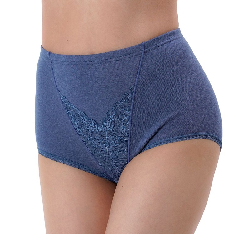 Fukuske 満足 美温活 湯たんぽ心地 ショーツ 無地 前側レース スタンダードタイプ 深ばき 吸湿発熱 37-4807F 【プラザセレクト】