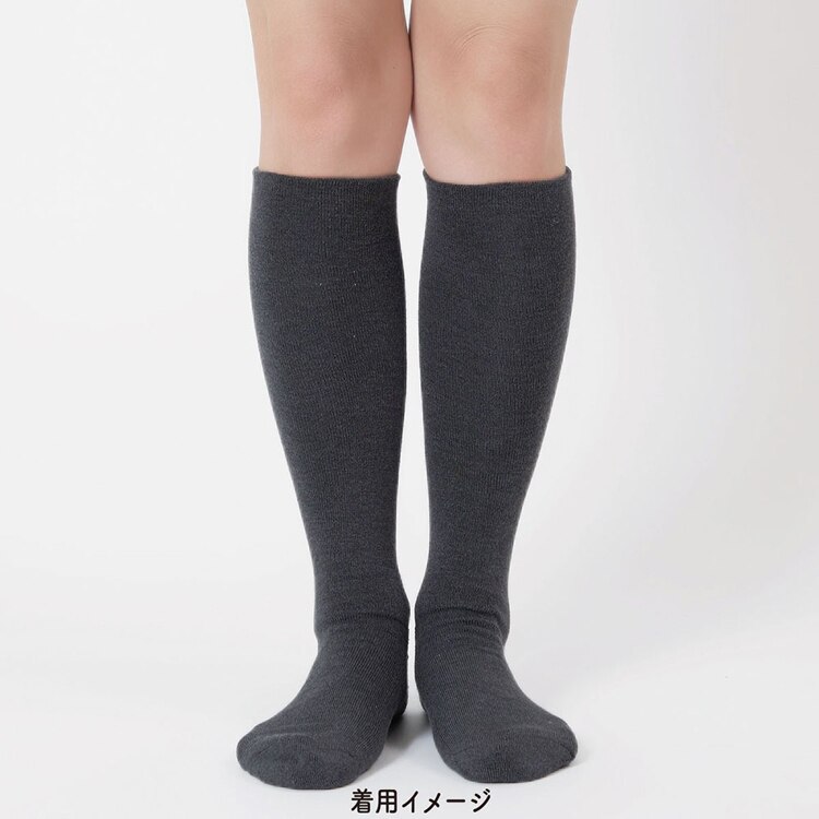 Fukuske スタイリング満足 美温活 湯たんぽ心地 ルームソックス 靴下 無地 ハイソックス丈36cm レッグ部内側発熱糸使用 23-25cm 4245-83M 【プラザセレクト】