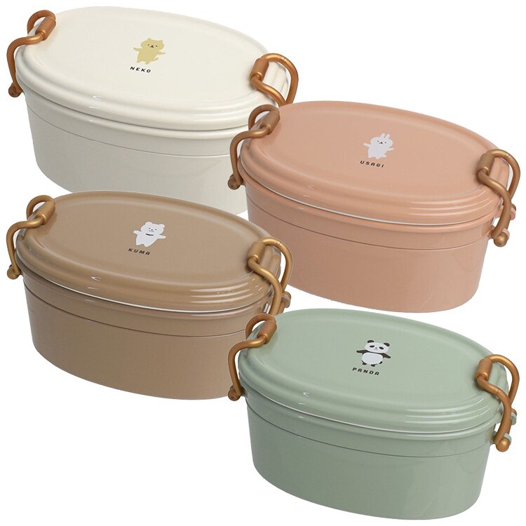 ランチボックス弁当箱２段二段バックルレディース女子おしゃれかわいいムームーフレンズオーバルタイトランチ2段サブヒロモリ 