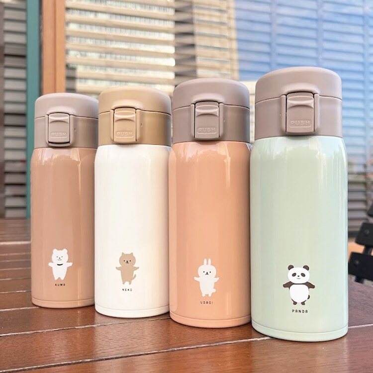 ステンレスボトル保冷ボトル保温ボトルワンプッシュ持ち運び在宅ワークシンプルレディースメンズムームーステンレスワンプッシュボトルサブヒロモリ 