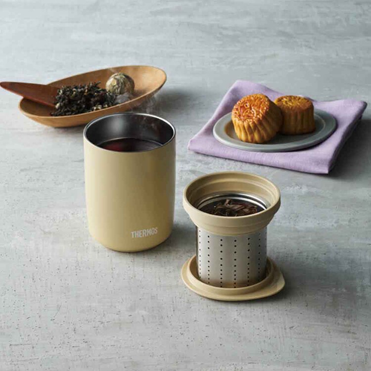 サーモス タンブラー ティストレーナー付 湯呑 食洗器対応 真空断熱ティータンブラー 0.4L JTB-400FI STB 【プラザセレクト】