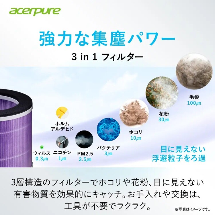 Acerpure 空気清浄機 ヒーター サーキュレーター ナイトライト Acerpure Cool コンパクト マットホワイト AH333-10W 【プラザセレクト】