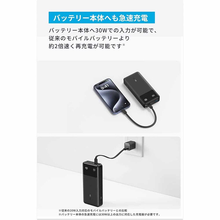 Anker アンカー Power Bank(20000mAh, 30W) A1384N 【プラザセレクト】