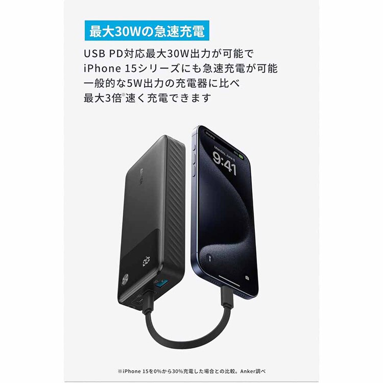 Anker アンカー Power Bank(20000mAh, 30W) A1384N 【プラザセレクト】