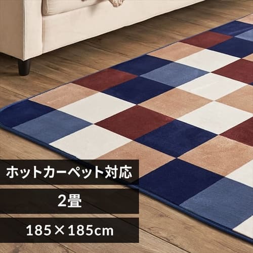 ラグ フランネルラグ 抗菌防臭 防ダニ加工 185cm×185cm 2畳 スクエアブラウン FNR-RC-1818