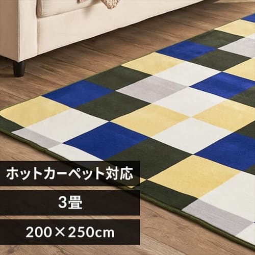 ラグ フランネルラグ 抗菌防臭 防ダニ加工 200cm×250cm スクエアグリーン FNR-RC-2025