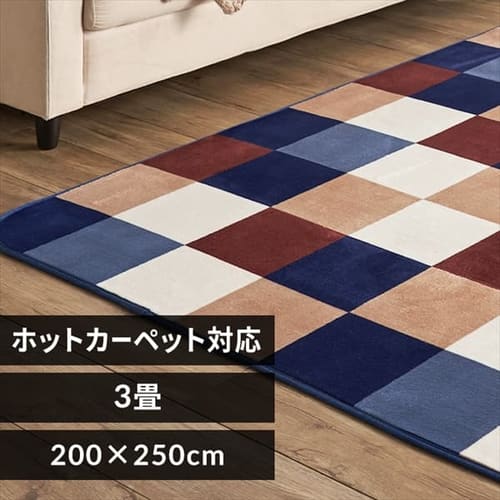 ラグ フランネルラグ 抗菌防臭 防ダニ加工 200cm×250cm スクエアブラウン FNR-RC-2025