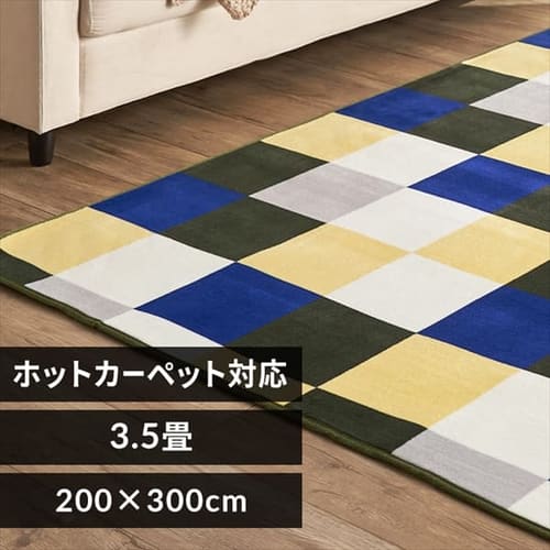 ラグ フランネルラグ 抗菌防臭 防ダニ加工 200cm×300cm スクエアグリーン FNR-RC-2030