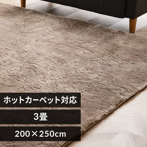 ラグ シャギーラグ 吸湿速乾 保温 200cm×250cm 3畳 ベージュ SGR-2025
