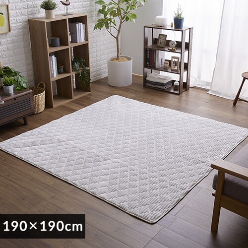 ラグ フランネルラグ 4層構造 抗菌防臭 防ダニ加工 190cm×190cm アイボリー