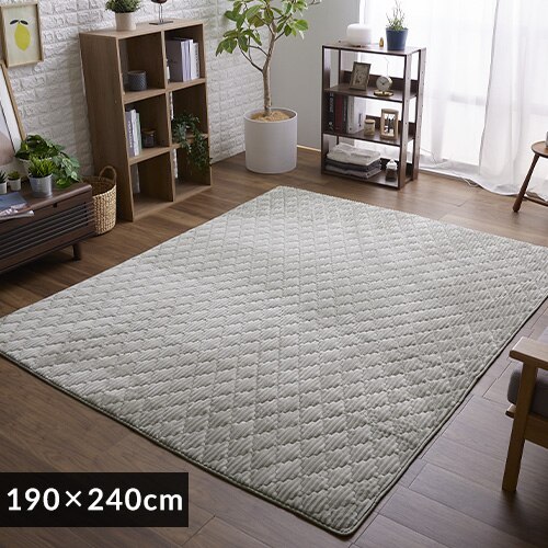 ラグ フランネルラグ 4層構造 抗菌防臭 防ダニ加工 190cm×240cm 4層構造 スモーキーグリーン