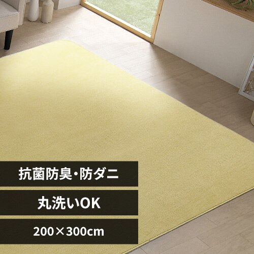 ラグ ソフトパイルラグ 抗菌防臭 防ダニ加工 丸洗い可能 200cm×300cm マスタード ORG-SP2030