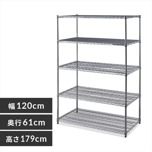 �X�`�[�����b�N ��120cm ���^�����b�N 5�i MR-1218DJK �V���o�[ (�|�[�����a25mm�E�I��5��)