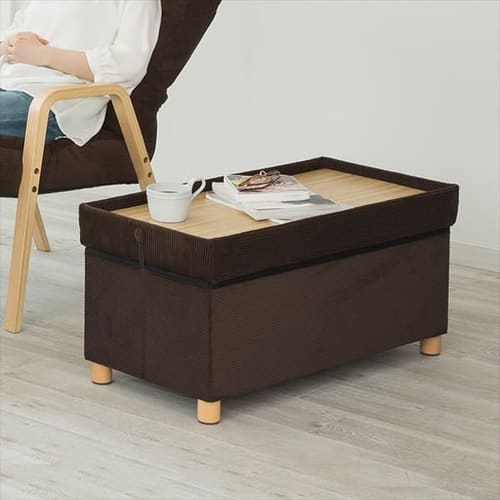 スツール 脚付き 収納付き ワイド ASSTW-76 ブラウンコーデュロイ ブラウン