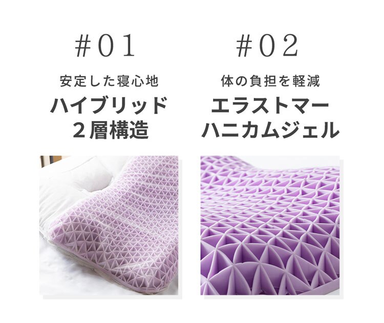 枕まくらマクラピローハニカムジェル構造ハニカムジェル二層ハイブリッド枕体圧分散通気性リバーシブル寝具ハニカムジェル二層ハイブリッド枕/フロートホワイト/グレークリアグローブ
