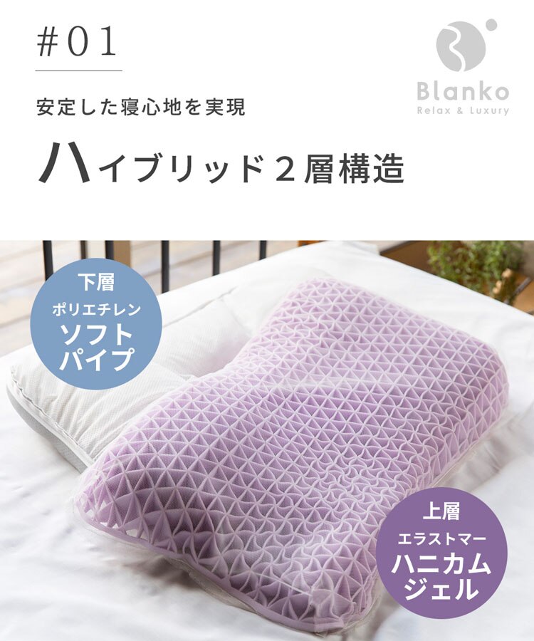 枕まくらマクラピローハニカムジェル構造ハニカムジェル二層ハイブリッド枕体圧分散通気性リバーシブル寝具ハニカムジェル二層ハイブリッド枕/フロートホワイト/グレークリアグローブ