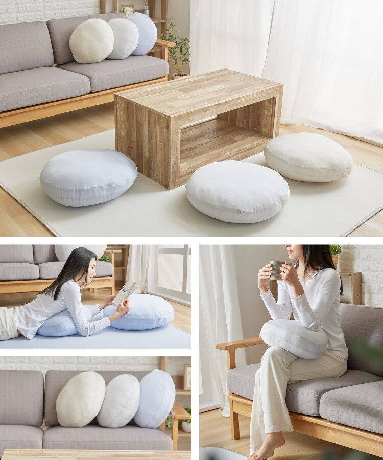 接触冷感モッチリ円形クッション Φ38cm 全3色