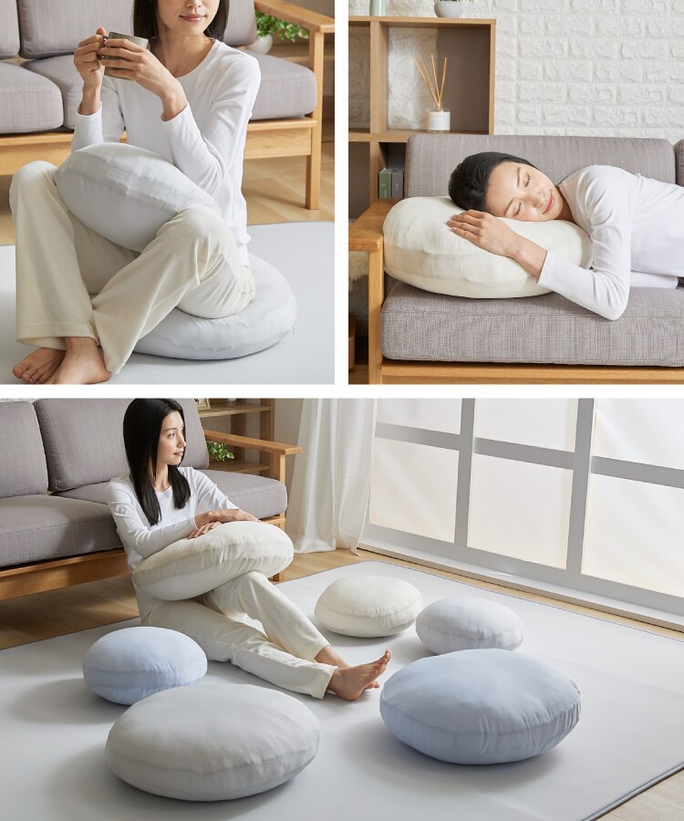 接触冷感モッチリ円形クッション Φ38cm 全3色