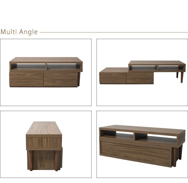 宮武製作所 伸縮TV台 IR-TV-001 ブラウン・ホワイト・ビーチ 