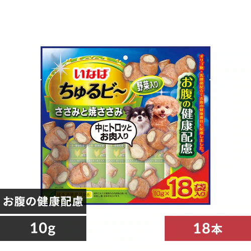 いなば ちゅるビ〜 ささみと焼ささみ 野菜入り お腹の健康配慮 10g×18袋 QDS-185