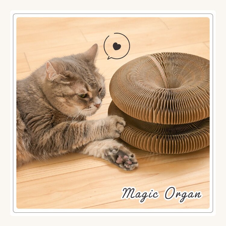 爪とぎ猫おもちゃ折りたたみ式鈴ボール付き運動不足コンパクトマグネット付きボールペット爪とぎ猫おもちゃドーナツ型爪とぎ