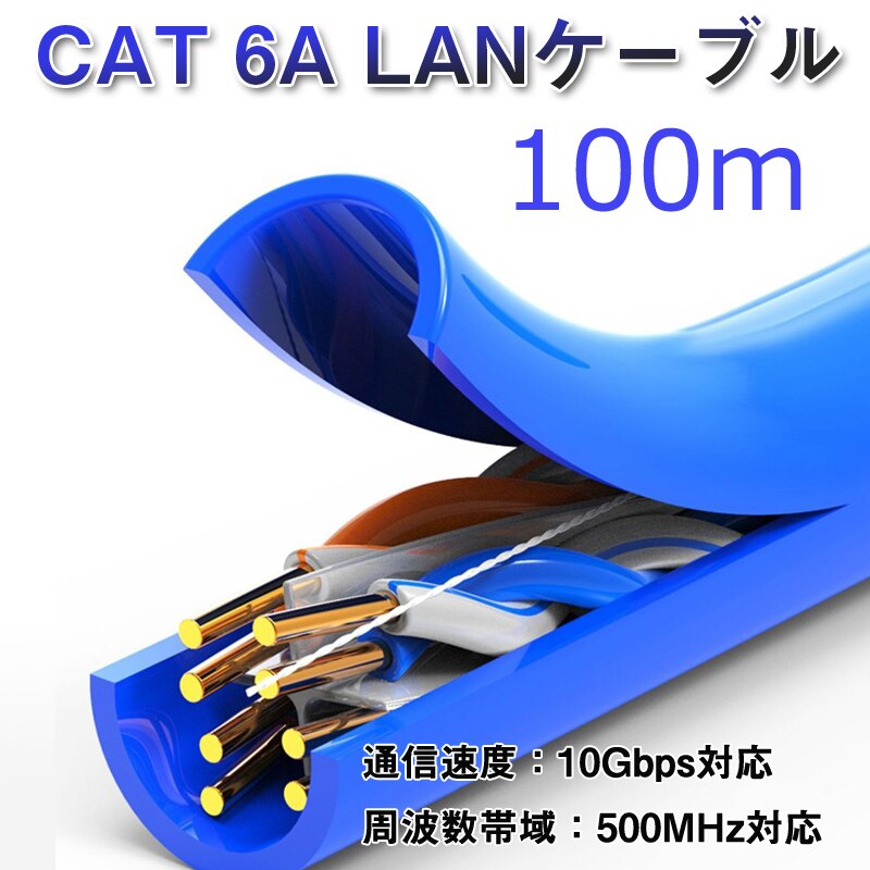 CAT 6A LAN�P�[�u��100m 100���[�g�� 10�M�K�r�b�g 10Gbps 500MHz ������Ή� �������ʐM ���[�^�[ �p�\�R�� �v�����^�[ �h�ƃJ�����l�b�g���[�N�H�� �Ɩ��p