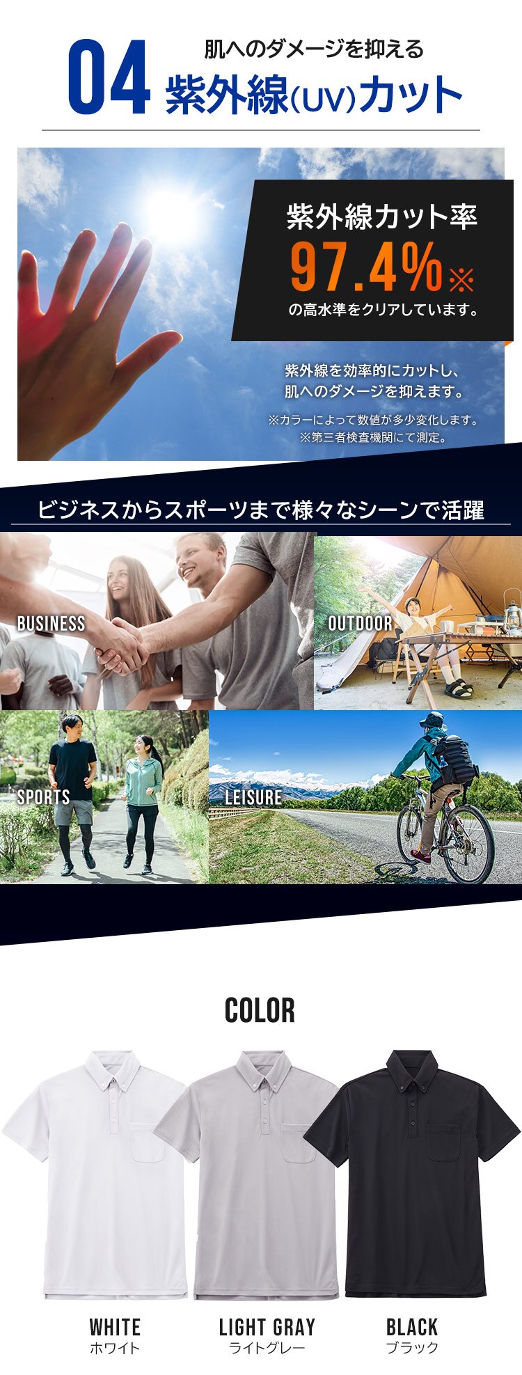 UVポロシャツ FC22101-NVL ネイビー Lサイズ6